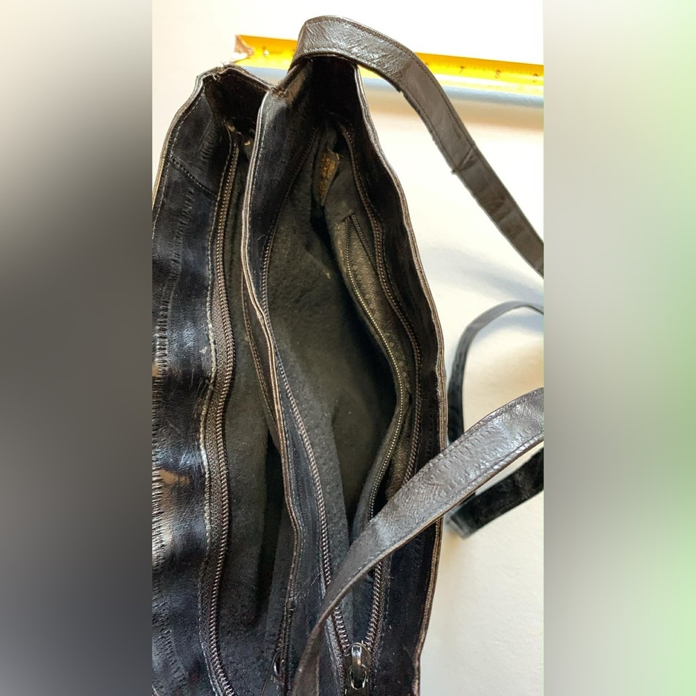Vintage 80s Eel Skin Black Shoulder Bag - Picture 7 of 9